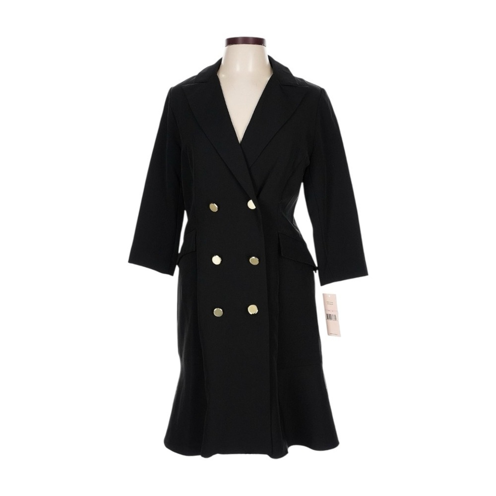 Nanette Lepore Black Longline Blazer Jacket Gold Button Detail Size 10 NWT